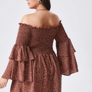 Off should floral dress with bell sleeves